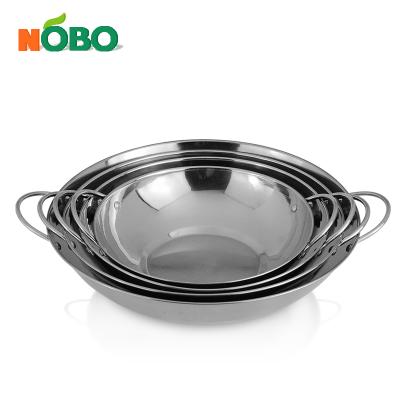 China Sustainable Premium Stainless Steel Chinese Gas Frying Wok Pan for sale