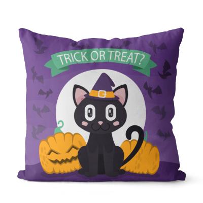 China Halloween Ghost festival witch pumpkin lamp anti-static theme printed single-sided pillow holiday decoration home pillow cushion cover for sale