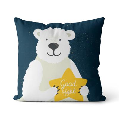 China Polar bear plush pillowcase office living room sofa cartoon printing anti-static Nordic minimalist blue short pillowcase for sale