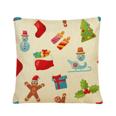 China 2021 Single-sided printing canvas pillowcase Nordic green sofa plaid pillowcase Christmas anti-static for sale