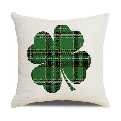 China Wholesale Anti-static Green Letters St. Patrick's Day Cushion Cover New Amazon Home Furnishings Canvas Pillowcase for sale