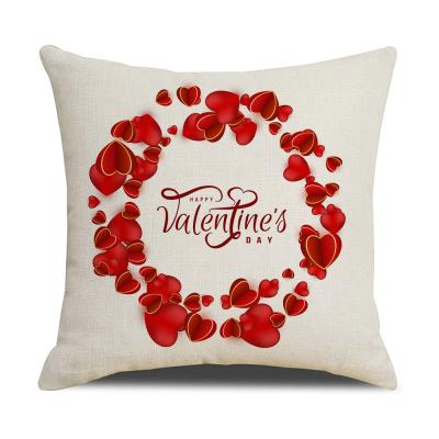 China Modern and simple love cushion cover Valentine's Day sofa anti-static canvas printed border home pillowcase for sale