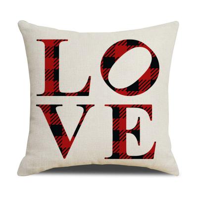 China Valentine's Day Anti-Static White Stone Throw Pillow Series Plaid Cushion Amazon Printed Canvas Border Cover for sale