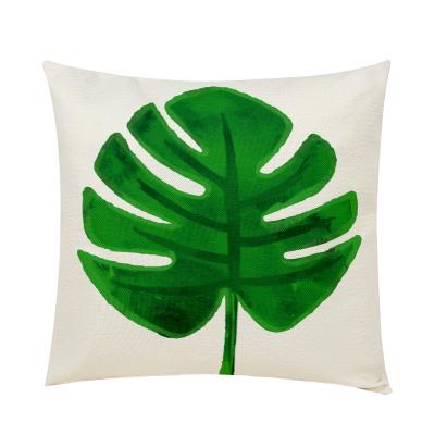 China AliExpress Factory Green Leaf Anti-Static Explosive Cotton and Pillowcase INS Style Home 45cm Canvas Single-sided Printing Nordic Pillow Case for sale