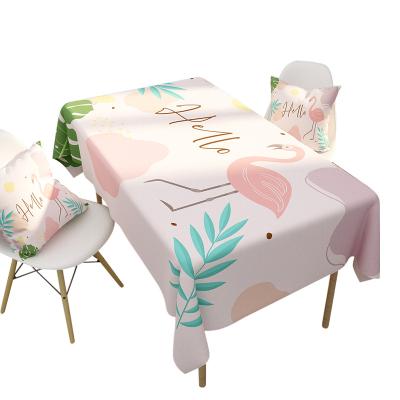 China Nordic Rectangular Hotel Coffee Table Table Cloth Central Institute of Statistics Flamingo Green Plants Waterproof Home Cotton and Linen Table Cloth for sale