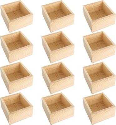 China America Premium Quality 9 Pack Unpolished Wooden Box, Wooden Jewelry Box with Lock, Mini Wooden Treasure Chest for DIY Crafts for sale