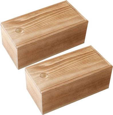 China America The New Wooden Storage BoxSquare Listing Unpolished Colorful Wooden Box Sliding Top Decorative Wooden Box Storage Jewelry for sale