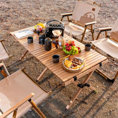 China Outdoor Foldable Portable Chinese Croquettes Factory Camping Wooden Picnic Easy Carry Camping Folding Table for sale