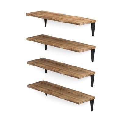 China Expandable Floating Shelves for Wall Wood Wall Shelves for Kitchen Organization and Storage Wall Shelf Set of 4 Burnt Finish for sale