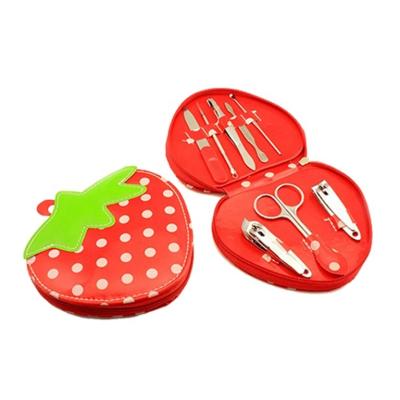 China PVC VW-MS-150 Ladies Kids 8 Piece Strawberry Manicure Kit Pedicure Set To Include Scissor Nail Clipper Tweezers for sale