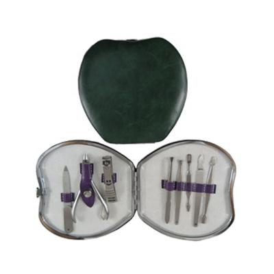 China Fashionable 8pcs PU/PVC Green Apple Manicure Set and Makeup Set for sale