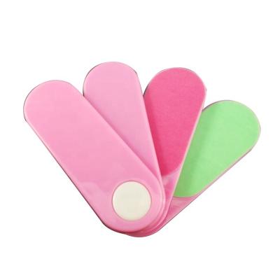 China Small Nail Art Emery VW-SNF-046 Double 4 Sides Sandpaper Nail Care Colorful Portable Cute Fan Multifunctional Plastic Nail Folder for sale