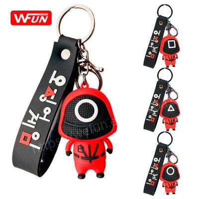 China Super Silicone Material 3D Squid Game Figures Mask Silicone Pop Key Chain Charms Accessories Keychains For Kids Lock Buckle Chain Toys Gift for sale