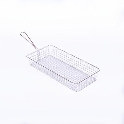 China Sustainable Net Strainer Kitchen Cooking Tools French Fries Chips Stainless Steel Wire Mesh Baskets for sale