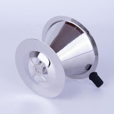 China Sustainable Reusable 304 Stainless Steel Drip Cone Coffee Filter for sale