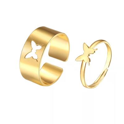 China Bohemian Butterfly Ring For Women Men, Couples Best Friend Promise Matching Trendy Moon Star Rings Set Finger Thumb Adjustable Jewelry for sale