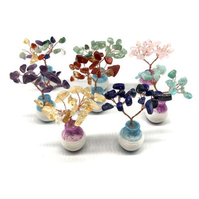 China China High Quality Citrine Tree Crystal Processing Chips Fale Mini with Bottle Figures for Sale for sale