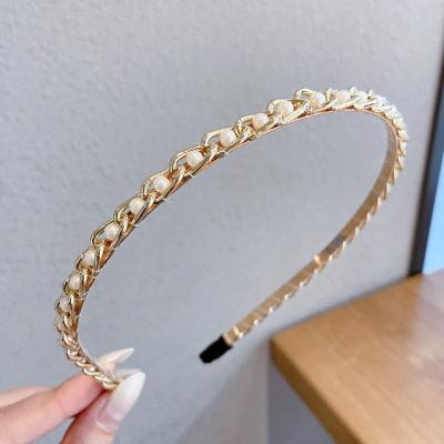 China All-in-one female beautiful pearl fine hair band headdress simple Korean card hair come out fairy super fairy headband hair ornaments for sale