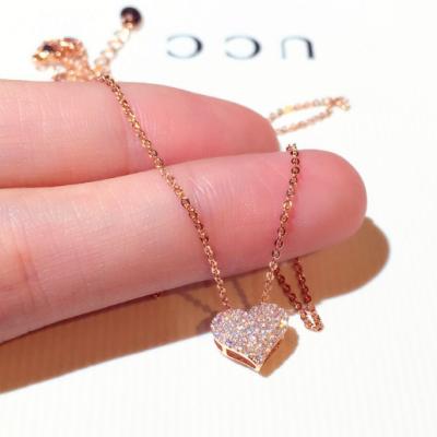 China 2020 popular the full clear Rose Gold, rhinestone Crystal Love Heart Pendant Necklaces of new white gold cupronickel for sale