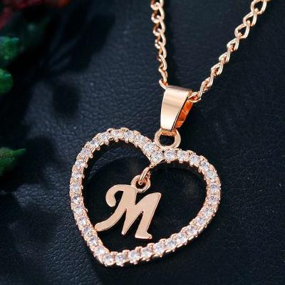 China Wholesale High Quality Contracted Rose Gold Letter Diamonds Necklace Pendant, Female Charm Necklace Pendant for sale