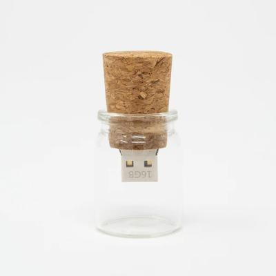 China Drift Bottle Wooden USB OEM Wholesale Bulk Glass Custom With Logo 1Gb/2Gb/4Gb/8Gb USB Flash Drive Pen Drive for sale