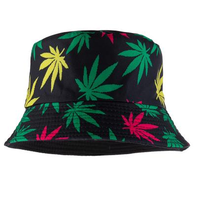 China Outdoor hot sale hemp sun bucket hat men's and women's fisherman hat wild leaf character basin hat for sale