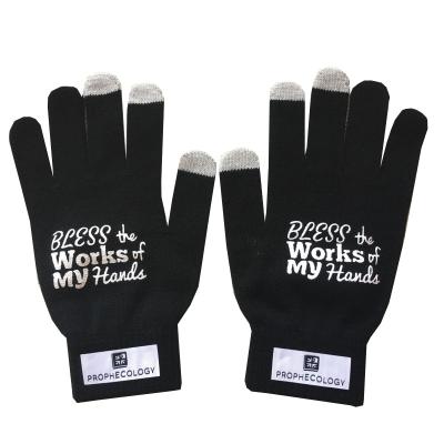 China Custom Knitted Touch Screen OEM Quality Printing Winter Gloves , Touch Screen Gloves Custom Your Own Logo for sale