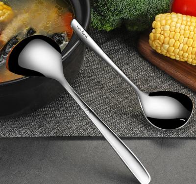 China 304 stainless steel disposable spoon, Korean-style cooking spoon, long-handled deepening spoon, household oatmeal thickened spoon, large-hea for sale