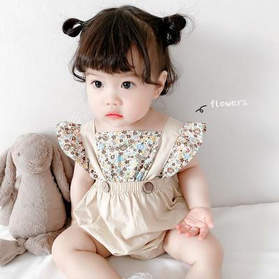 China Baby Girl Summer Breathble Net Red Floral Short Sleeved Suit Bag Comfortable Infant Pet One Hundred Days Cute Slim One-Piece Clothes for sale