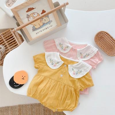 China Summer Breathble Korean version of new doll collar female baby cute short-sleeved infant comfortable princess bag fart romper overalls for sale