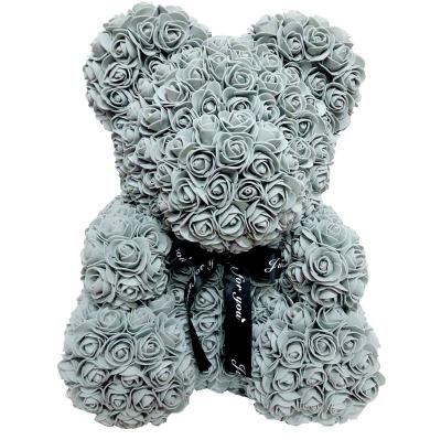 China Artificial Flower Rose Bear 40cm Wedding Decoration Good Quality Size As Gift Use For Valentines Day Birthday Mothers Day for sale