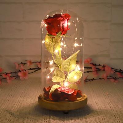 China Custom Designs Preserved Rose Flower Rose In Heart Shape Dome Glass Gift Rose Glass for sale