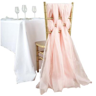 China Wedding Banquet Decoration Polyester Customizable Cheap Wedding Chair Covers Romantic Chair Straps for sale