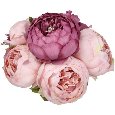 China Wholesale silk rose flower home wedding decoration flower peony flower bouquet decoration simulation rose peony flower wedding decoration for sale