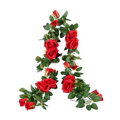 China Wedding Decoration Wedding Supplies Rose Vine, Artificial Flower Rose Vine Wall Mounted Fake Flower Ceiling Vine for sale