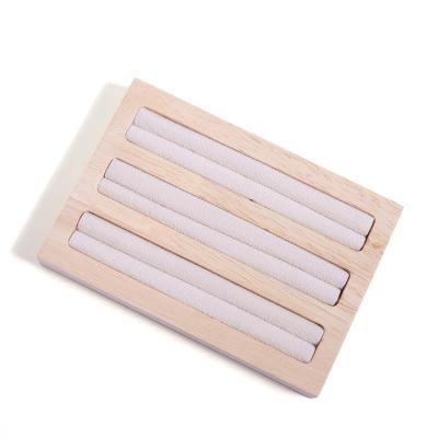 China Exquisite Canvas Stackable Jewelry Display Box Tray Wholesale Bamboo Wood Ring Jewelry Disply Flannel Jewelry Display Box for sale