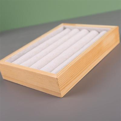 China Jewelry Disply Shapes To Jewelry Display Tray Bamboo And Wood Jewelry Canvas Display Large Capacity Ring Tray for sale