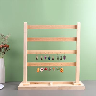 China Fashion Jewelry Disply Bamboo And Wooden Jewelry Display Rack Earring Jewelry Display 5 Tier Piercing Jewelry Display With Wood for sale