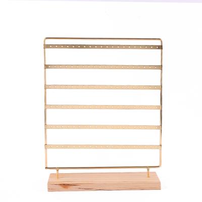 China Jewelry Display Metal With Base 5 Tier 100 Holes Jewelry Display Cabinet Wooden Display Earrings Show Jewelry Rack Stone Display for sale