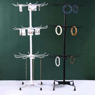 China Disply 3 Tiers Removable Rotary Jewelry Display Stand Black White Jewelry Necklace Display Stand for sale