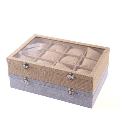 China Exquisite Linen Disply Flannel Jewelry Display Box Jewelry Display Burlap Flannel Leather Material Modern Jewelry Display Box for sale