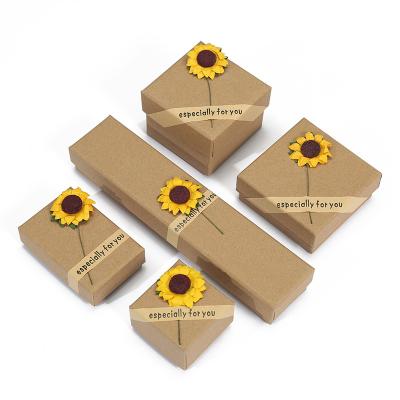 China Eco-friendly custom sunflower necklace gift box earring boxes and packaging gift boxes for bracelet girl for sale