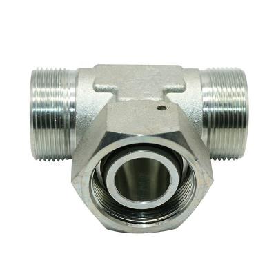 China Carbon Steel / Stainless / Brass Tee Union Loose Nut Since Hydraulic Hose Adapter Fitting Metric Male Tee Union Adapter for sale