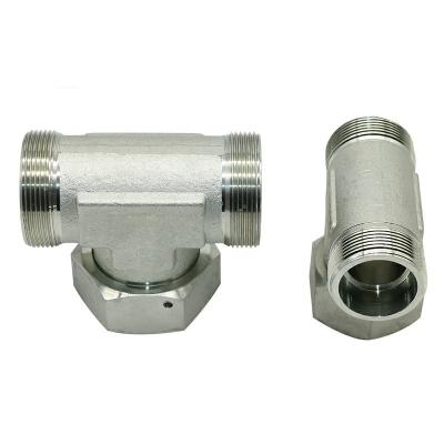 China Carbon Steel/Stainless/Brass Hydraulic TEE Adapter Double Pipe Fittings Carbon Steel Adjustable Hydraulic Nipple for sale