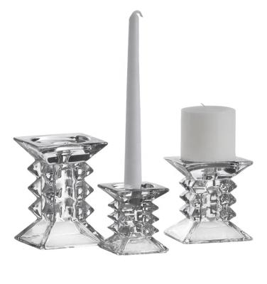 China Unique best-selling classic design home decoration candle holder set for restaurant bar novelty home glass pillar and candle holder for sale