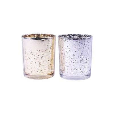 China Latest Popular Hot Sale Rustic Silver Glass Candle Cup Empty Candle Jar Glass For Candle Making for sale