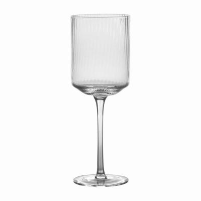 China Stemware Set Wholesale Crystal Clear Champagne Glass Wine Glass Tumblers With Vertical Stripes Drinking Glass Sets for sale