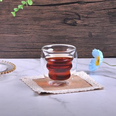 China No Peculiar Smell Transparent Color Spray Plating Products For Home Decoration Double Wall Bar Kitchen Living Room Glass Cup for sale