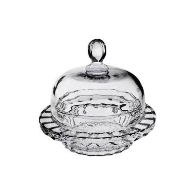 China Popular high quality freshness preservation clear glass butter dish with lid butter tray with cover for sale