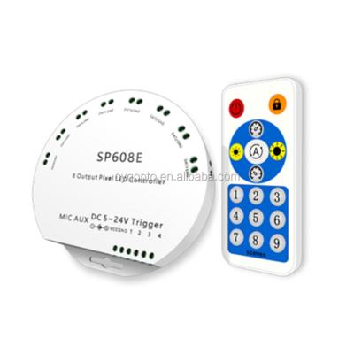 China SP608E Programmable LED Strip Lights IOS Android BT 8 Digital Signal Output Pixel LED Music Remote Controller For Accessible Strip WS2815 APA102 WS2811 for sale